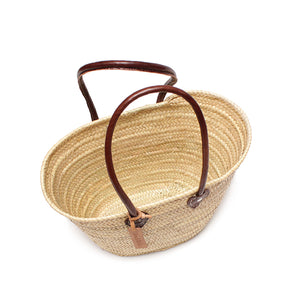 Long Leather Handled Basket