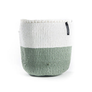 White & Light Green Mifuko Basket - Medium