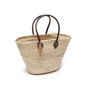 Long Leather Handled Basket