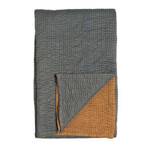 Voile Kantha Throw - Ocre / Scree